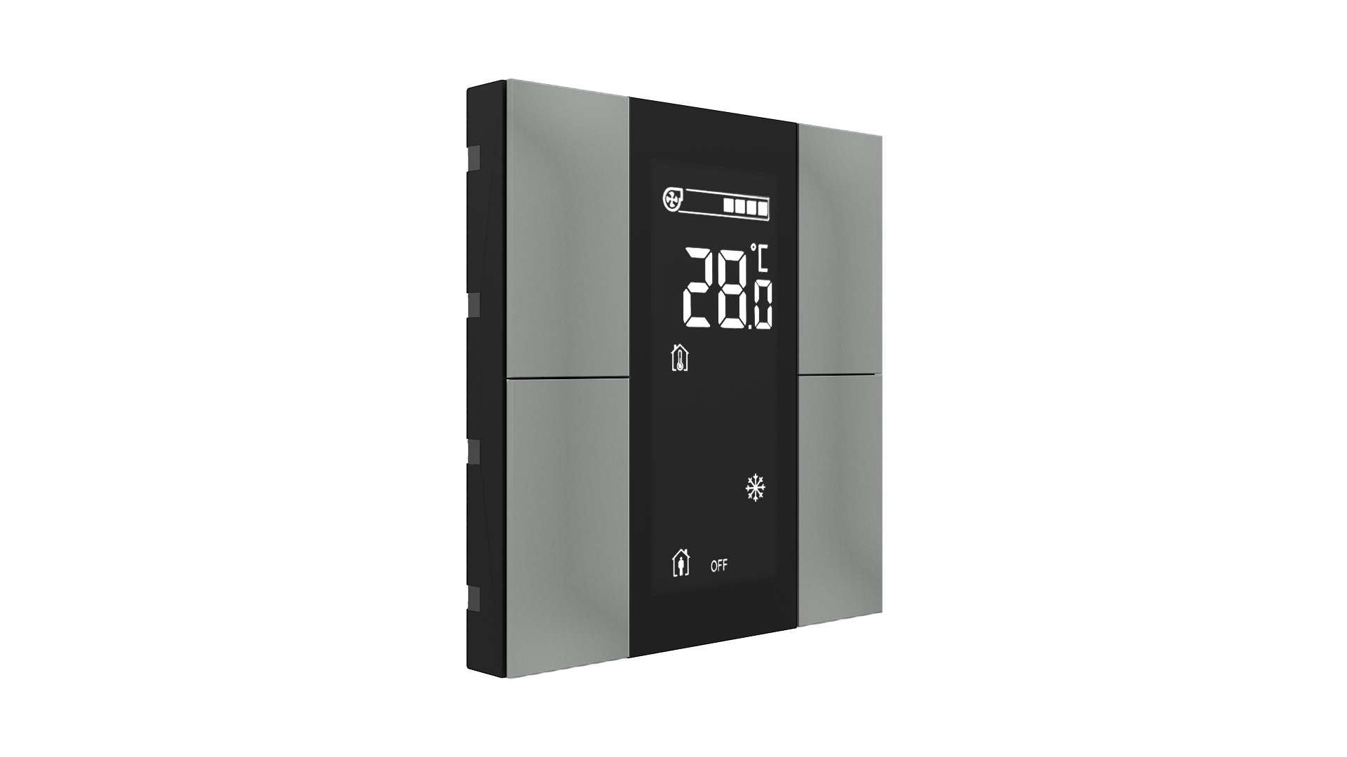 KNX Raumtemperatursensor iSwitch+ Grau Metalloptik 4 Tasten