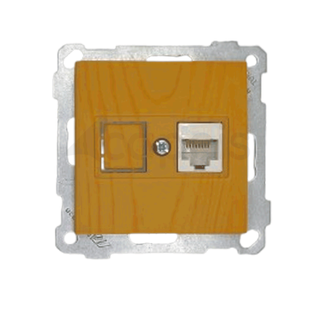 1 fach Netzwerk CAT5e Eiche Holz Optik - CANDELA Schalterserie