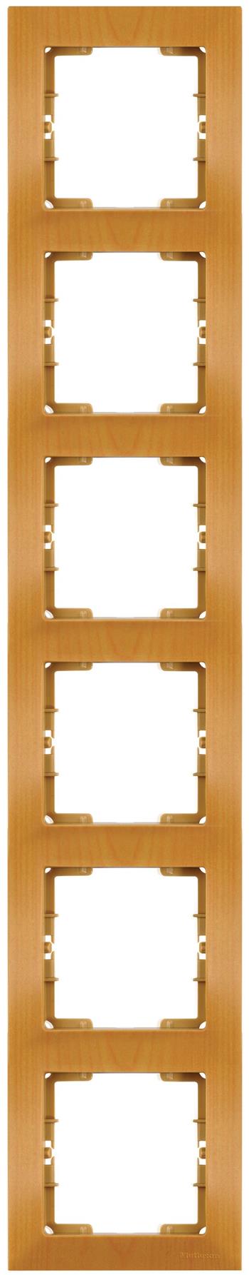 6 fach Rahmen vertikal Eiche Holz Optik - CANDELA Schalterserie