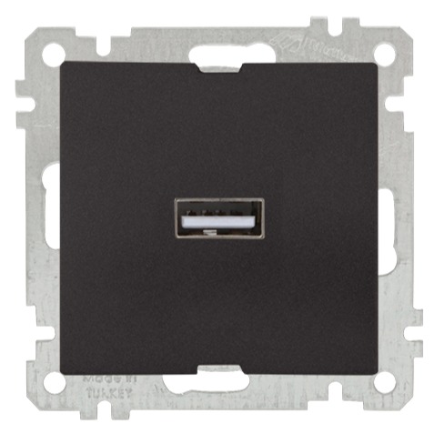 1 fach USB Steckdose mit Ladefunktion, Schwarz (CANDELA Metall Optik)
