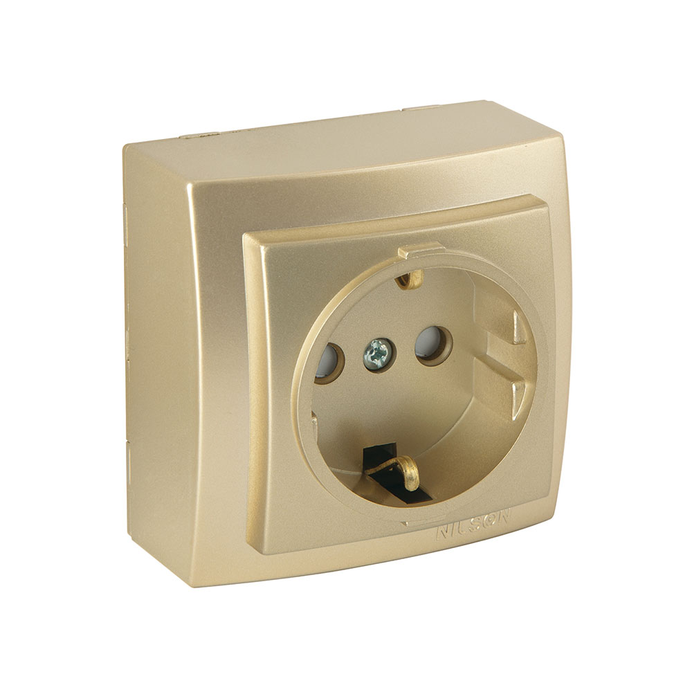 Steckdose mit Kindersicherung Gold · THEMIS