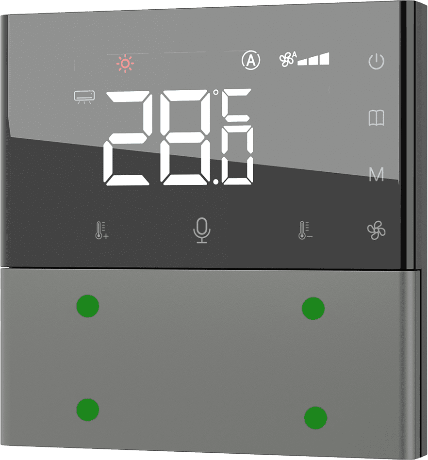 KNX Taster mit Thermostat Grau 4 KNX Taster mit Thermostat Grau 4