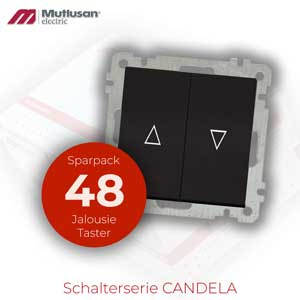 Sparset 48x Jalousie / Rollladen Taster Schwarz Matt CANDELA Standard