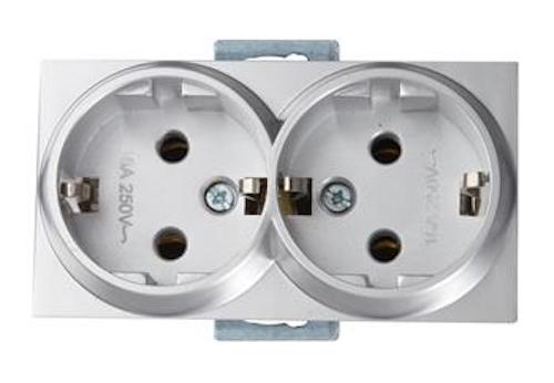 2 fach Steckdose Silber (RITA Metall Optik) 2 fach Steckdose Silber (RITA Metall Optik)