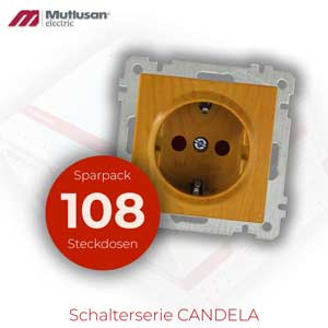 Sparset 108x Steckdose mit Kindersicherung Holz Optik Eiche CANDELA