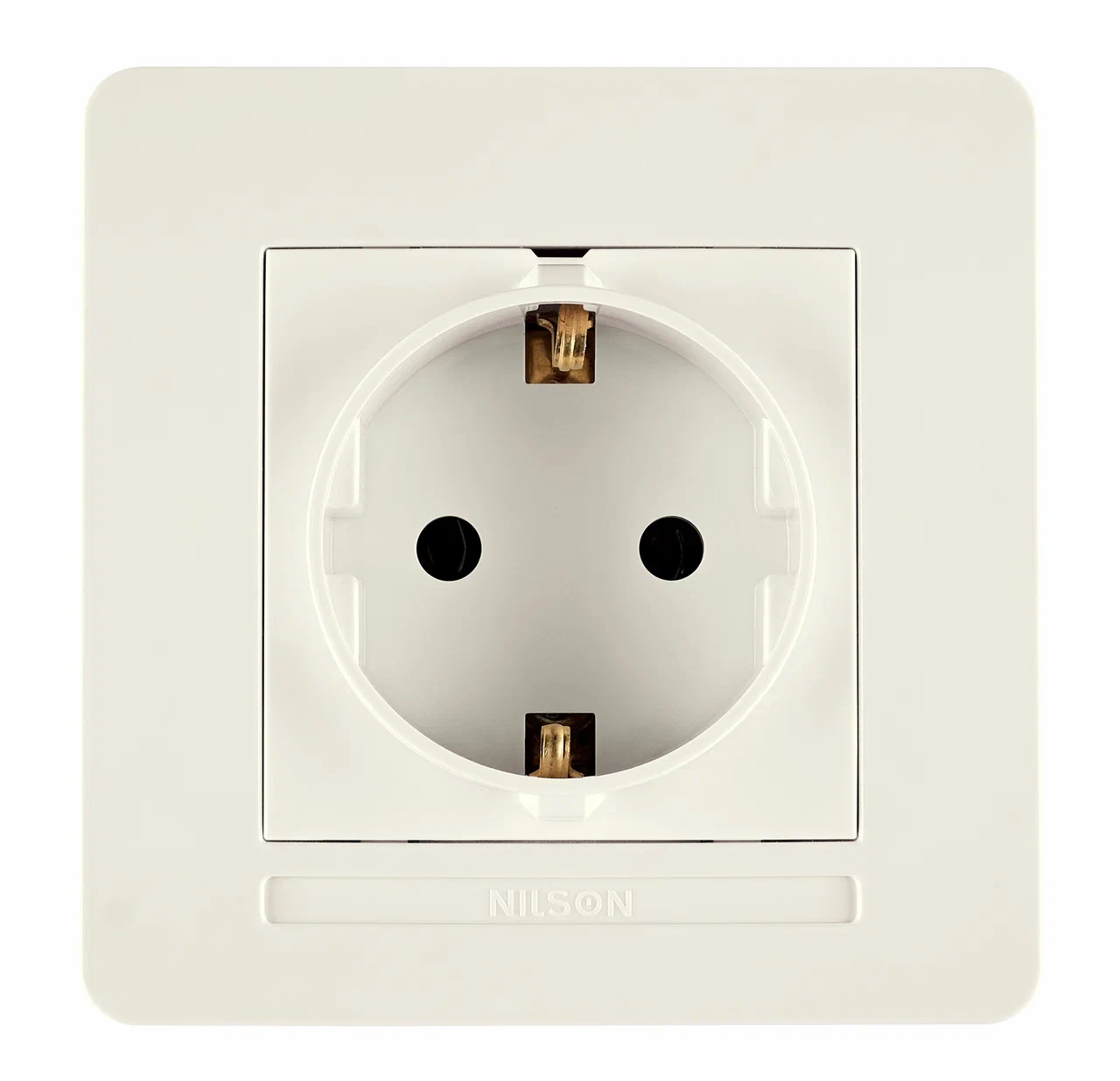 Schutzkontakt-Steckdose mit Rahmen Set Creme · SELENE