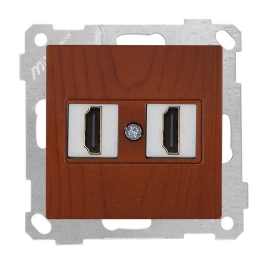 HDMI Anschluss 2 fach Kirsche (CANDELA Holz Optik)