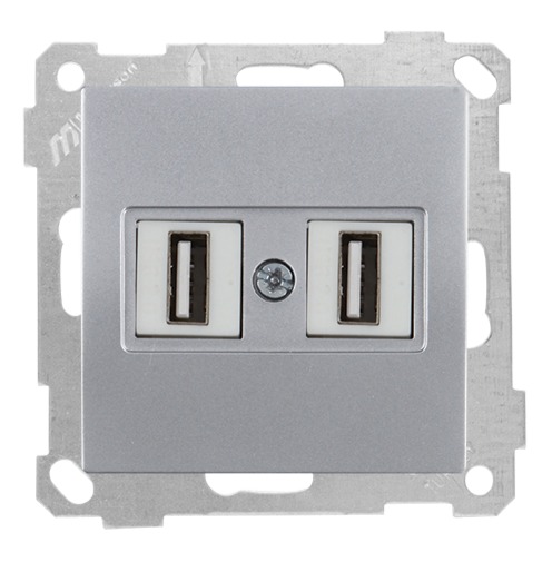 USB Anschluss 2 fach Silber (CANDELA Metall Optik) USB Anschluss 2 fach Silber (CANDELA Metall Optik)