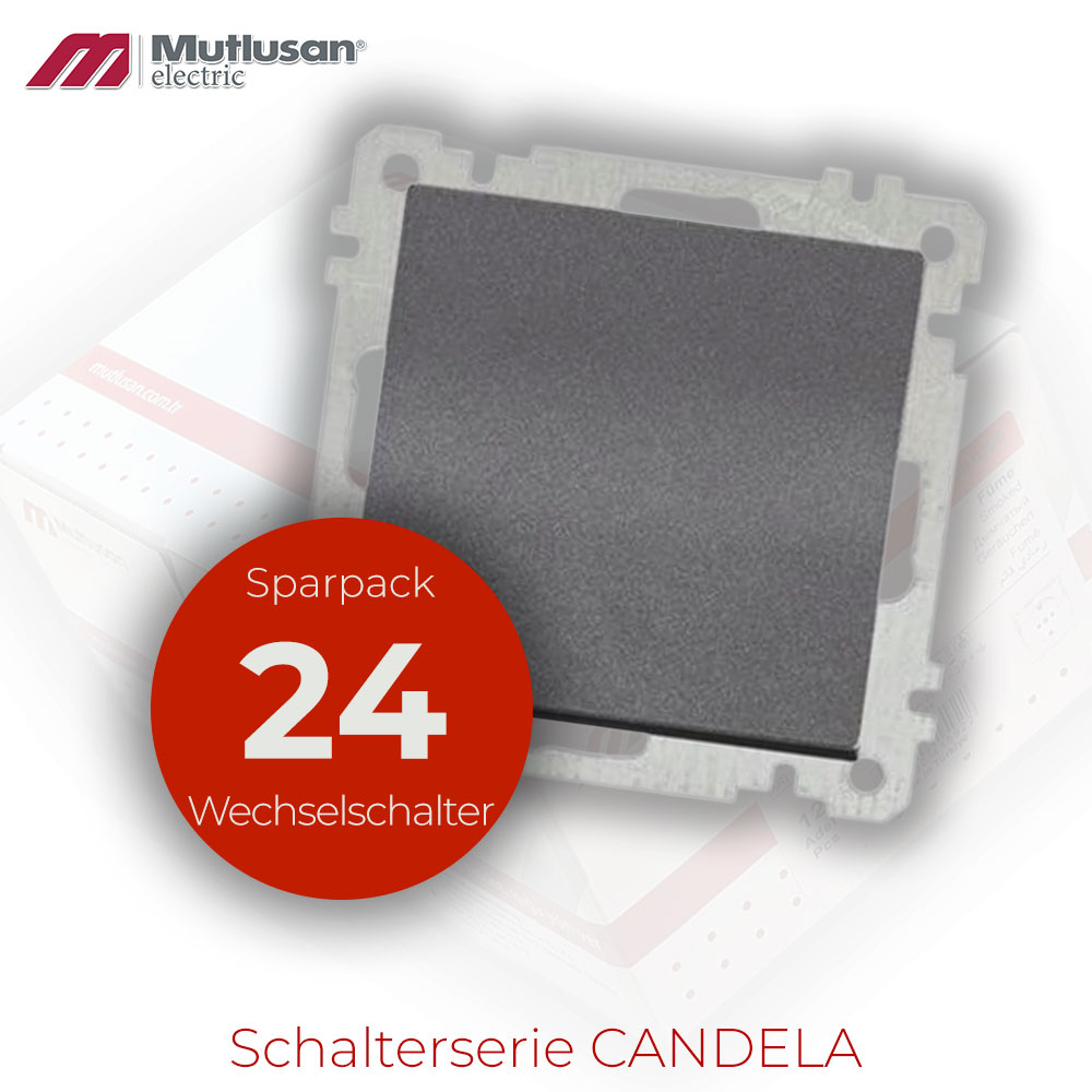 Sparset 24x Wechselschalter Anthrazit  Metall Optik CANDELA Standard