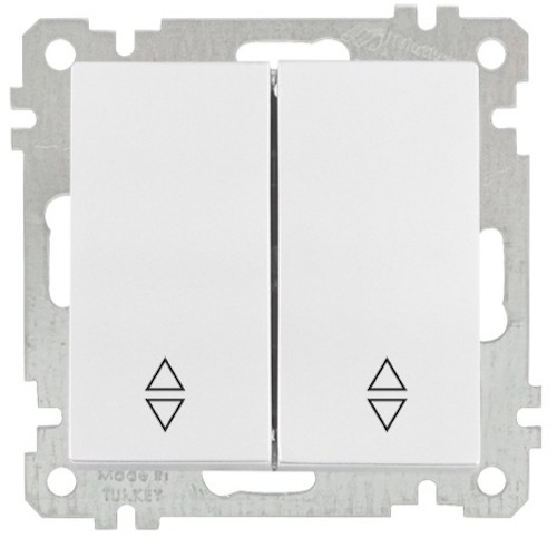 2 fach Wechselschalter Weiß mit Rahmen Blau / Hellblau - Rita 