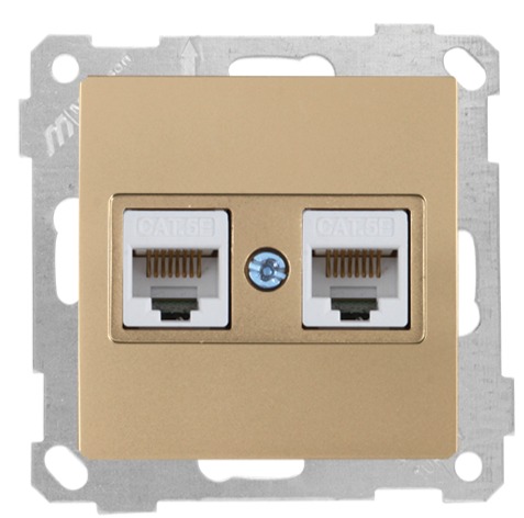 2 fach Netzwerkdose CAT5e Gold Optik - CANDELA Schalterserie