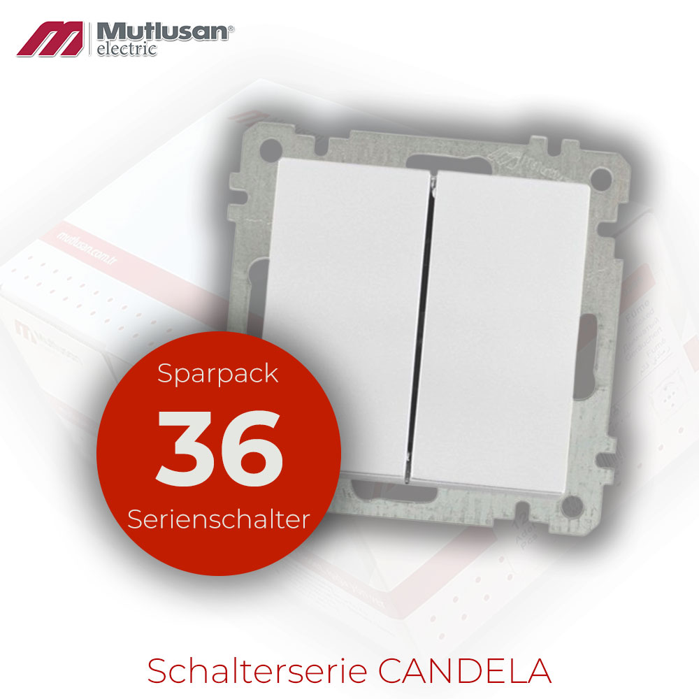 Sparset 36x Serienschalter / 2 fach Schalter weiß CANDELA Standard