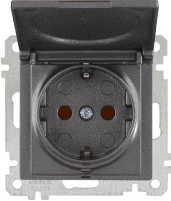 Steckdose mit Deckel und Kindersicherung Anthrazit - CANDELA Schalterserie Steckdose mit Deckel und Kindersicherung Anthrazit - CANDELA Schalterserie