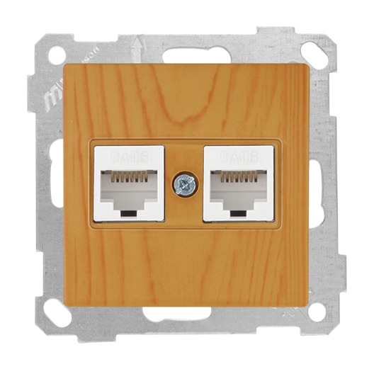 Netzwerk RJ45 CAT6 2 fach Eiche (RITA Holz Optik)