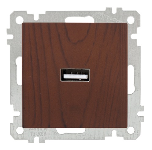 USB Ladesteckdose einfach Walnuss (RITA Holz Optik)
