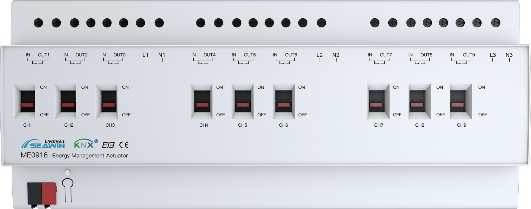 9 fach KNX Schaltaktor mit Wirkleistungsmessung