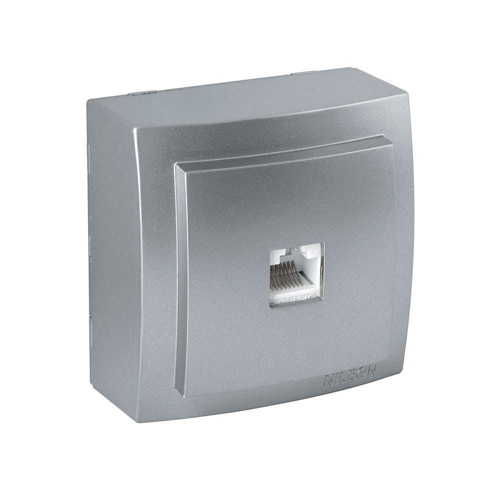 Netzwerkdose CAT6 Silber · THEMIS