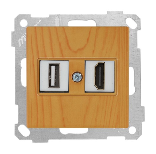 HDMI und USB Anschluss Eiche (CANDELA Holz Optik)