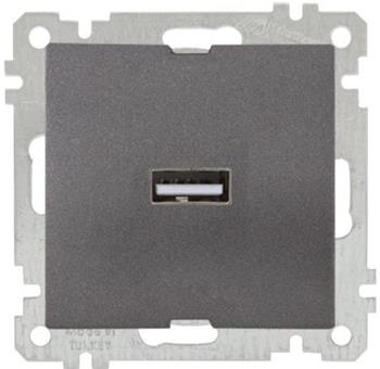 1 fach USB Steckdose mit Ladefunktion Anthrazit (CANDELA Metall Optik)