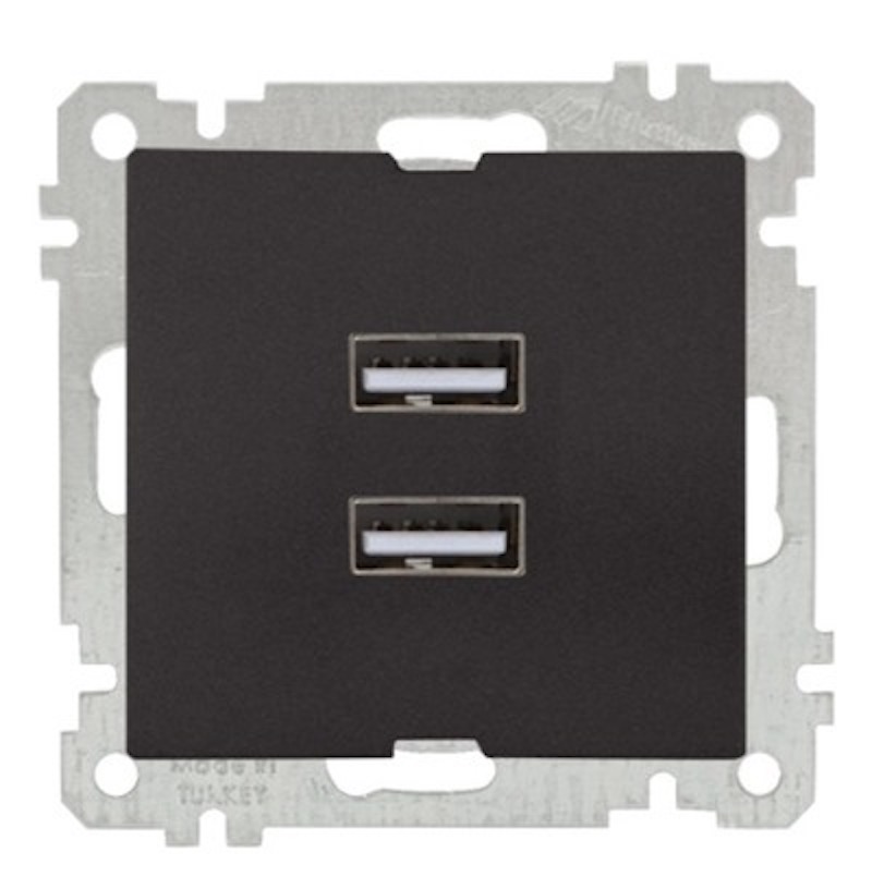 2-fach USB Ladesteckdose mit Rahmen Schwarz - CANDELA Schalterserie 2-fach USB Ladesteckdose mit Rahmen Schwarz - CANDELA Schalterserie