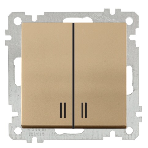 2 fach Kontrollschalter Gold Optik - CANDELA Schalterserie
