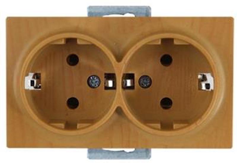 2 fach Steckdose Eiche Holz Optik - CANDELA Schalterserie