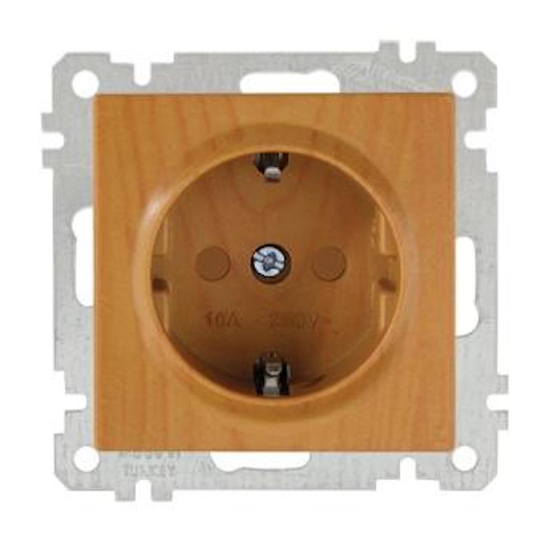 Steckdose mit Kindersicherung und Rahmen Eiche Holz Optik - CANDELA Schalterserie Steckdose mit Kindersicherung und Rahmen Eiche Holz Optik - CANDELA Schalterserie