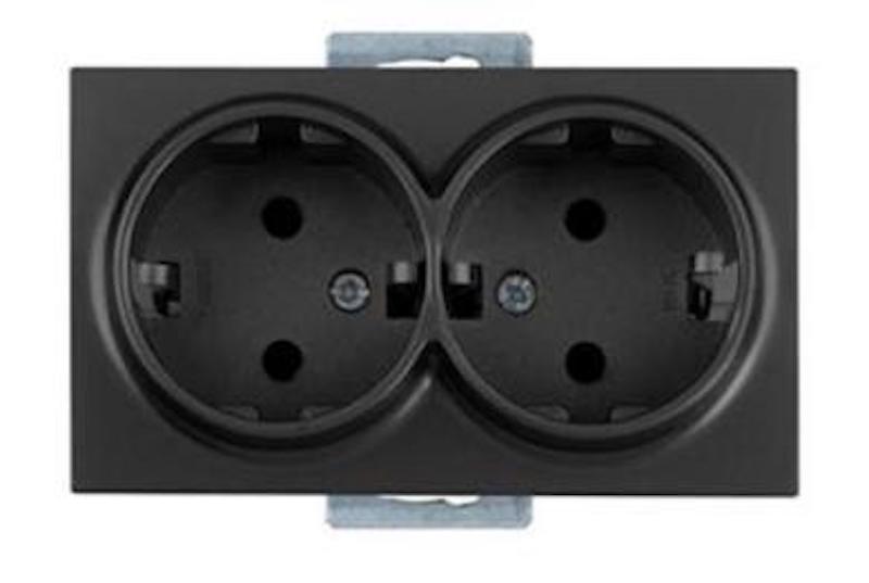 2fach -Steckdose  inkl. Rahmen Schwarz Matt - Candela Schalterserie 2fach -Steckdose  inkl. Rahmen Schwarz Matt - Candela Schalterserie