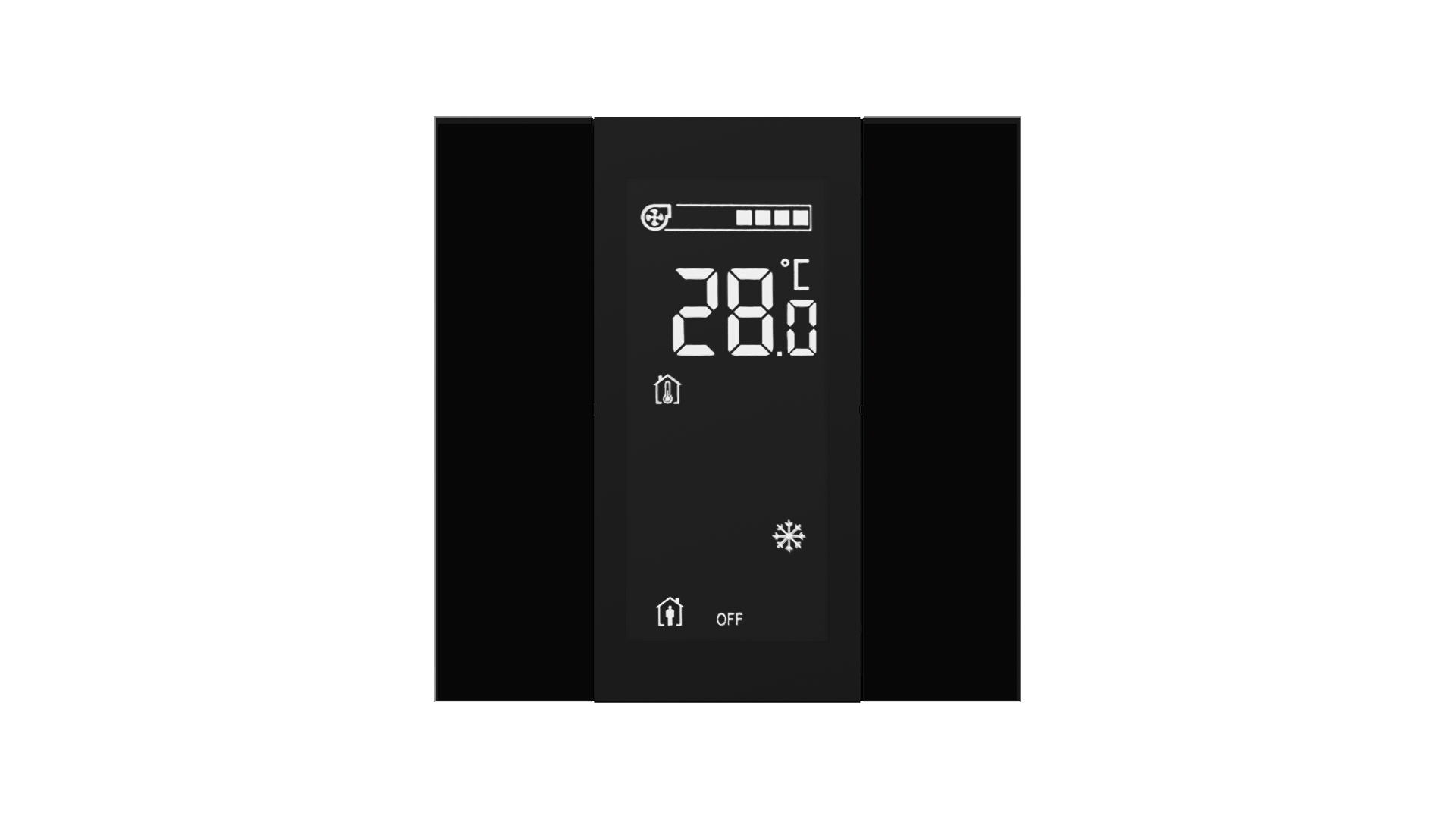 KNX Raumtemperatursensor mit Air Quality Sensor iSwitch+ Glas  Schwarz 2 Tasten