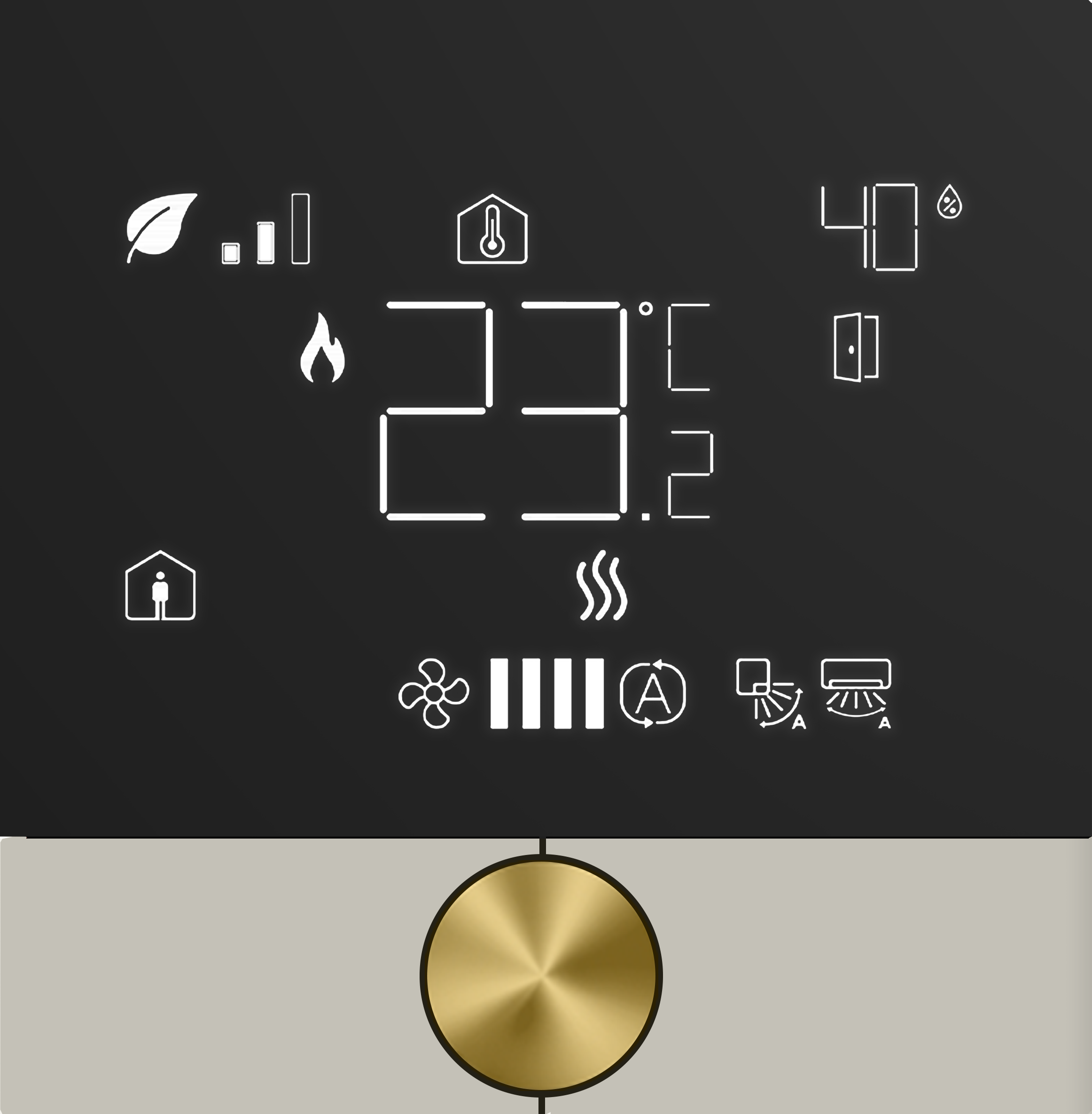 KNX Raumtemperaturregler ECLIPSE Aluminium Sandbeige KNX Raumtemperaturregler ECLIPSE Aluminium Sandbeige