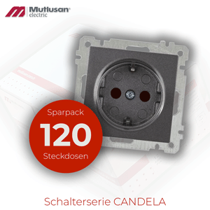 Sparset 120x Steckdose mit Kindersicherung  Anthrazit CANDELA Serie
