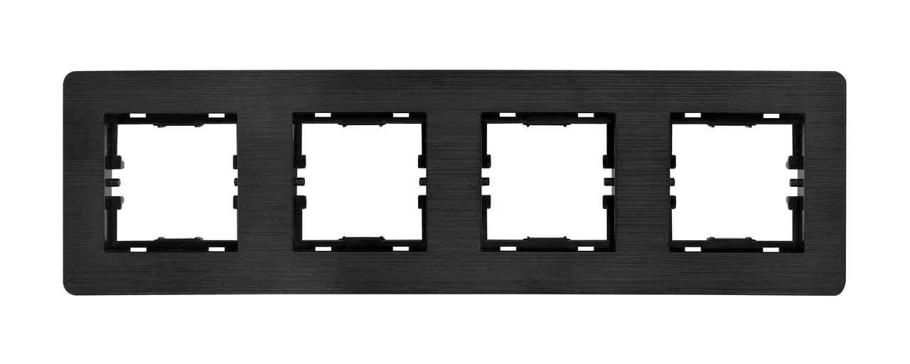 4fach Rahmen Horizontal Schwarz gebürstet - SELENE Schalterserie