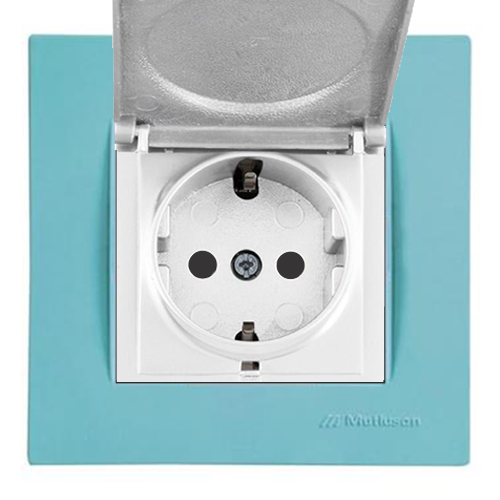 Deckel Steckdose mit Kindersicherung und Rahmen Blau / Hellblau Deckel Steckdose mit Kindersicherung und Rahmen Blau / Hellblau