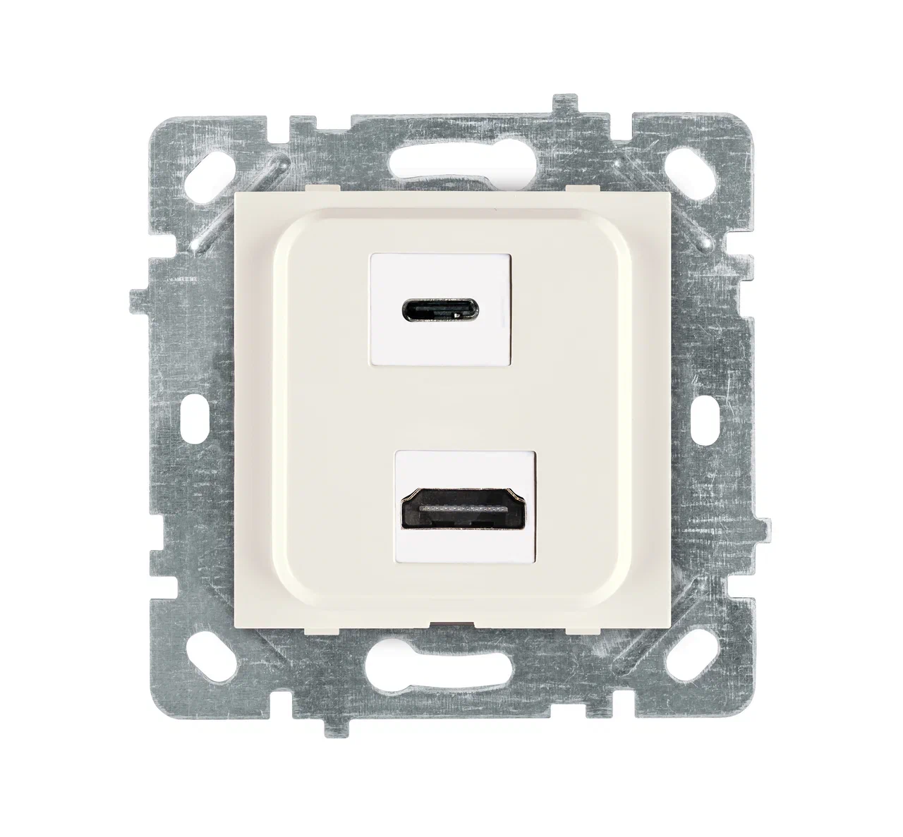 HDMI- und USB-C-Anschlussdose mit Audio-Klinkenbuchse Creme · SELENE