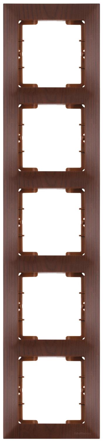 5 fach Rahmen vertikal Walnuss Holz Optik - CANDELA Schalterserie