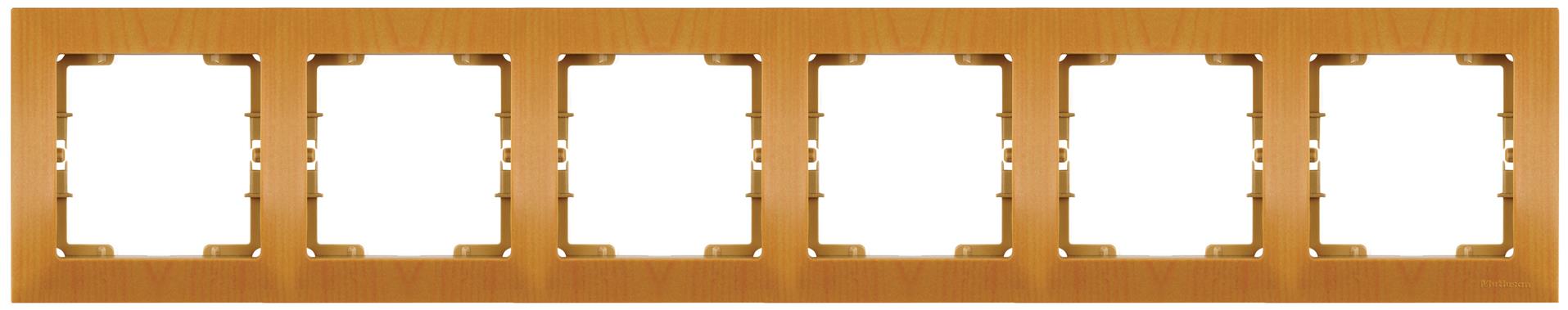 6 fach Rahmen horizontal Eiche Holz Optik - CANDELA Schalterserie