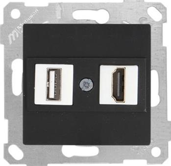 HDMI und USB Steckdose Schwarz Matt - RITA Schalterserie HDMI und USB Steckdose Schwarz Matt - RITA Schalterserie