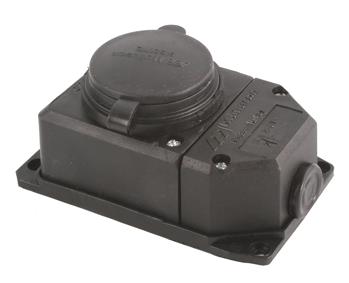 Aufputz - Schuko-Steckdose IP54, schwarz, 1-fach