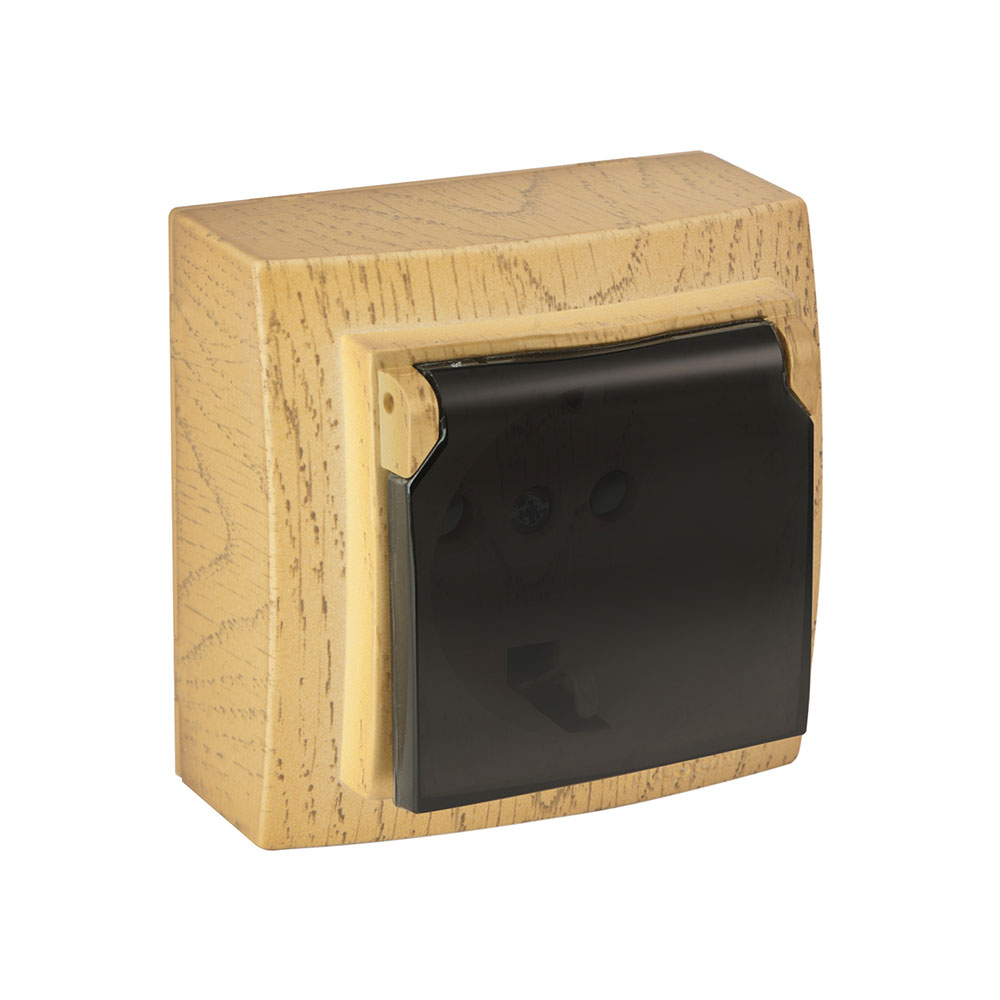 Steckdose mit Deckel Ahorn · THEMIS