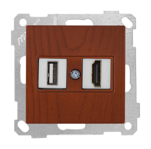 HDMI und USB Anschluss Kirsche (CANDELA Holz Optik)