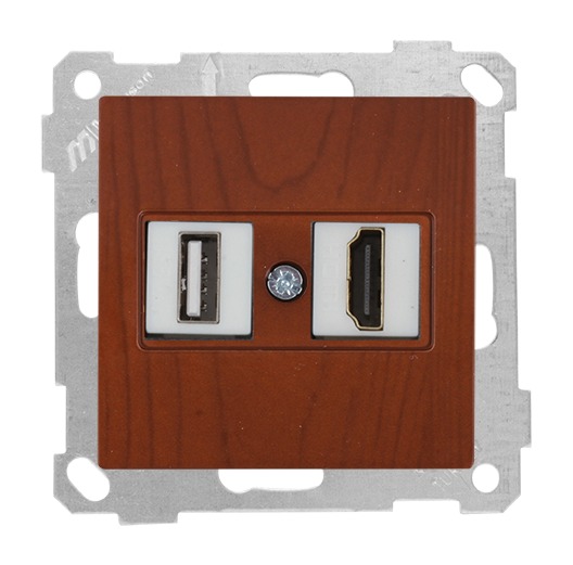 HDMI und USB Anschluss Kirsche (CANDELA Holz Optik) HDMI und USB Anschluss Kirsche (CANDELA Holz Optik)