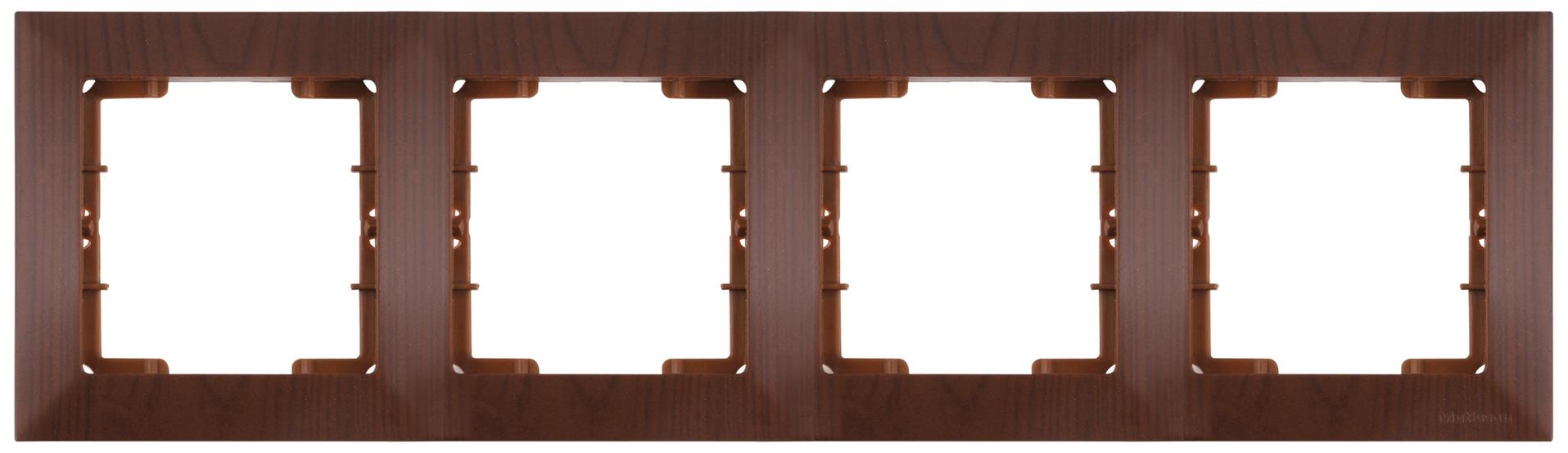 4 fach Rahmen horizontal Walnuss Holz Optik - CANDELA Schalterserie