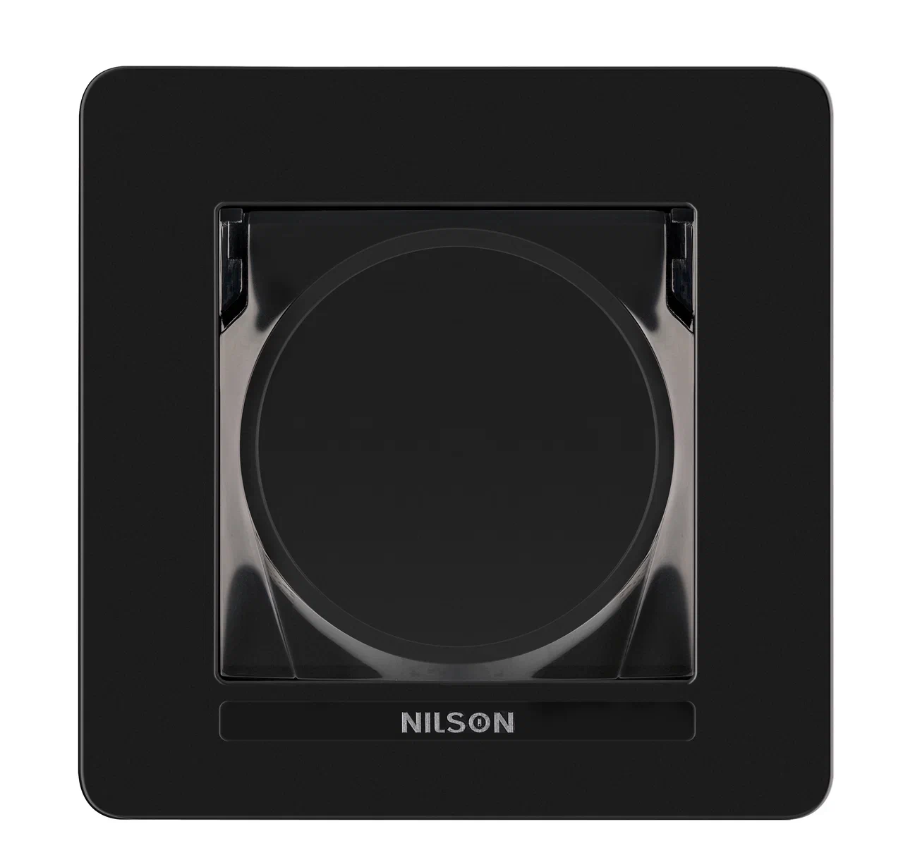 Kinderschutz-Steckdose mit Klappdeckel und Rahmen Set Schwarz glänzend · SELENE