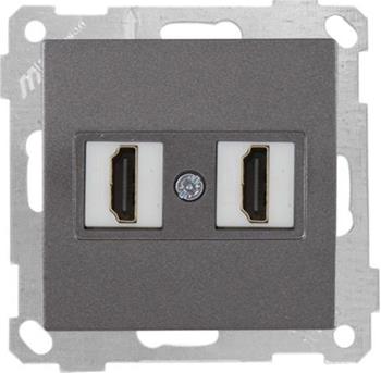 2 fach HDMI Steckdose Anthrazit - CANDELA Schalterserie 2 fach HDMI Steckdose Anthrazit - CANDELA Schalterserie