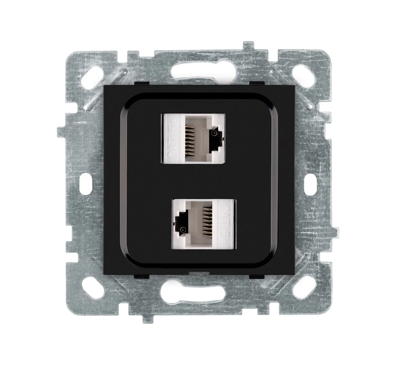 Doppel-Netzwerkdose Cat 6 (RJ45) Schwarz glänzend · SELENE