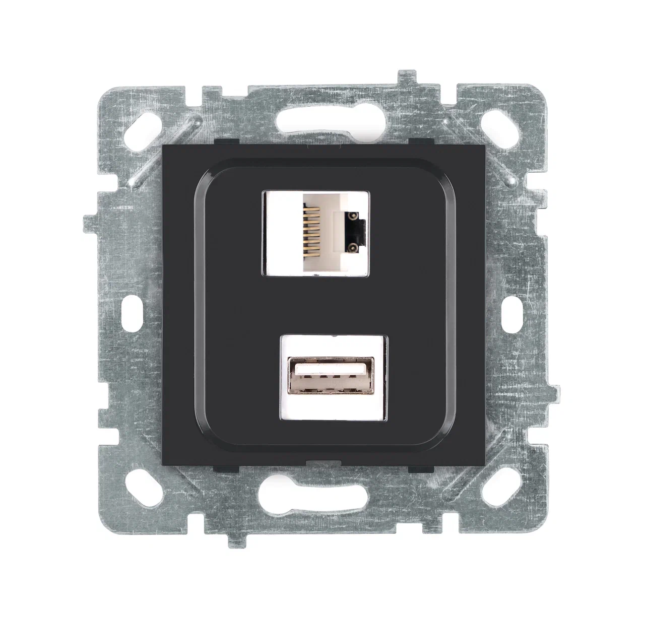 Multimedia-Datendose USB/Klinke, CAT5-Standard ohne Ladefunktion Anthrazit · SELENE