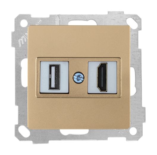 HDMI und USB Steckdose Gold Optik- CANDELA Schalterserie HDMI und USB Steckdose Gold Optik- CANDELA Schalterserie