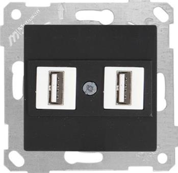 USB Anschluss 2 fach Schwarz (RITA Metall Optik)