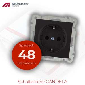 Sparset 48x Steckdosen Schwarz CANDELA Serie