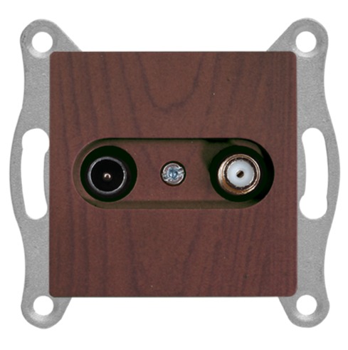SAT Durchgangsdose 4dB Walnuss Holz Optik - CANDELA Schalterserie